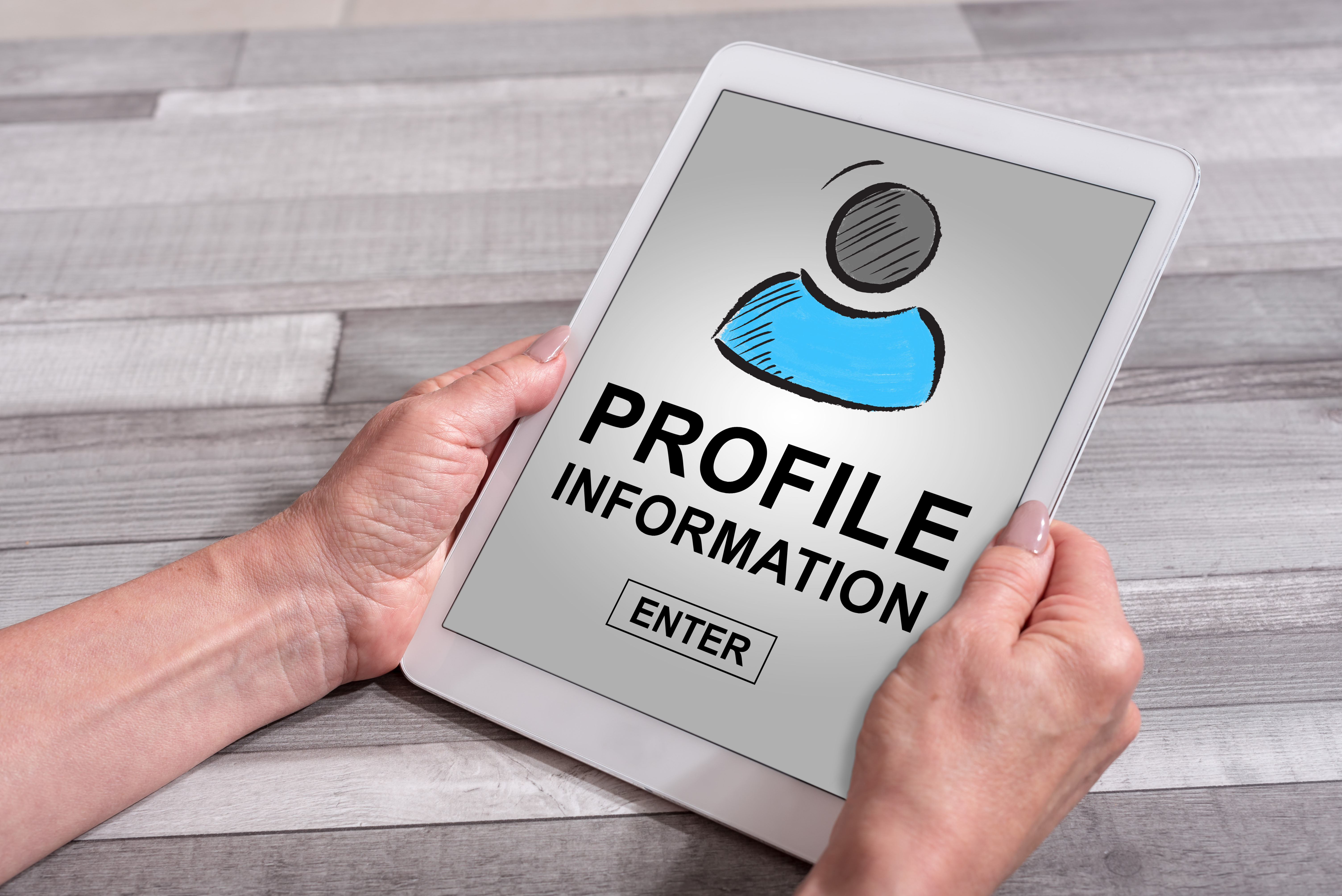 Profile information concept on a tablet