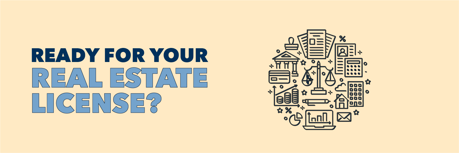 1 copy 4-8 financial icons in a circle next to text ready for your real estate license?